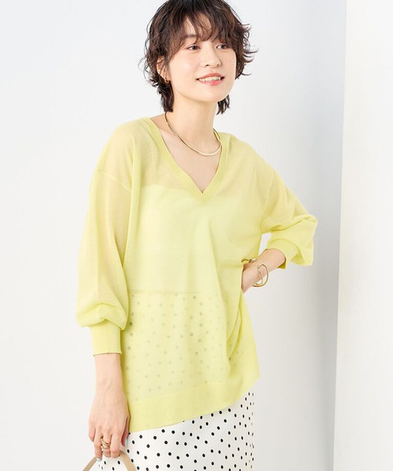 NOLLEY'S sophi「麻混シアーVネックプルオーバーニット」|ニット・セーター|