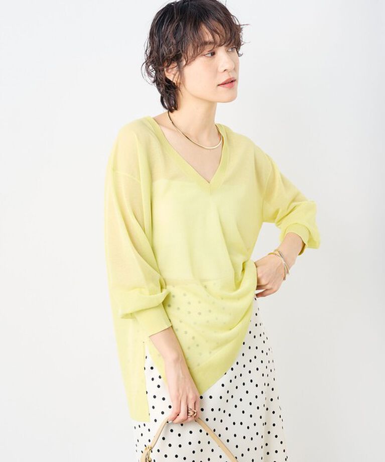 NOLLEY'S sophi「麻混シアーVネックプルオーバーニット」|ニット・セーター|