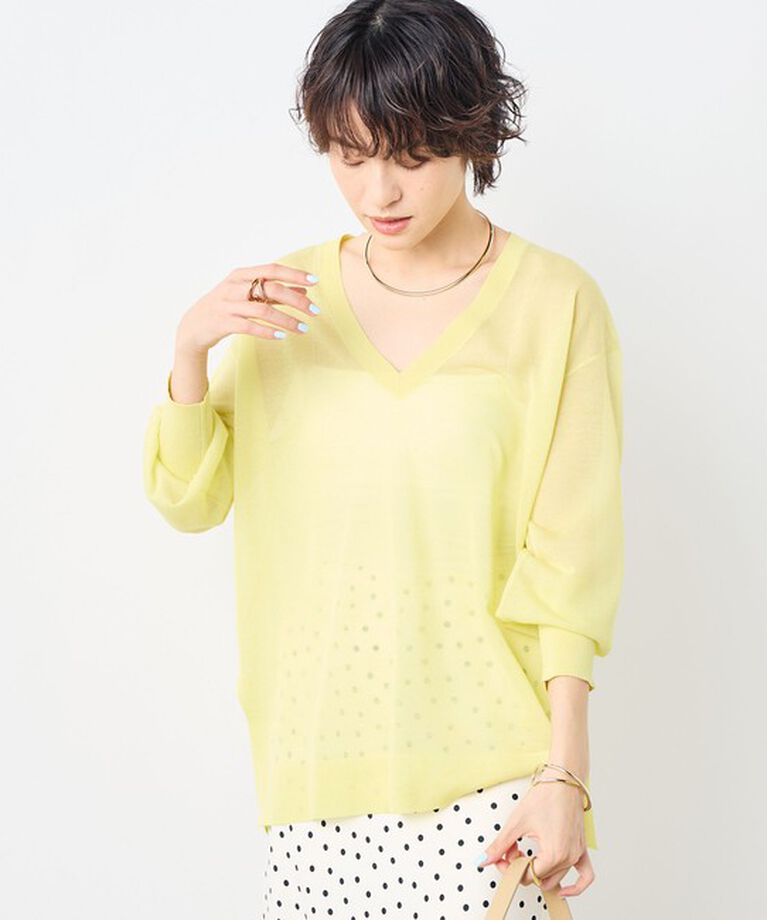 NOLLEY'S sophi「麻混シアーVネックプルオーバーニット」|ニット・セーター|
