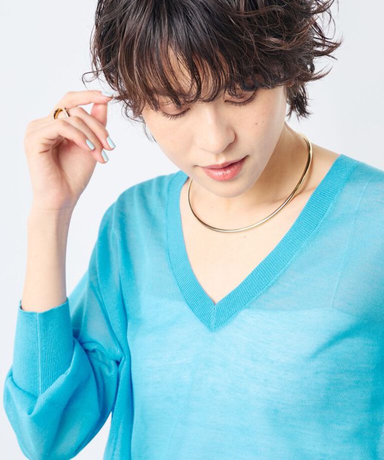 NOLLEY'S sophi「麻混シアーVネックプルオーバーニット」|ニット・セーター|