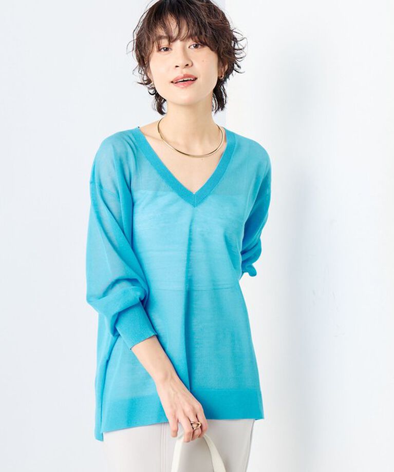 NOLLEY'S sophi「麻混シアーVネックプルオーバーニット」|ニット・セーター|
