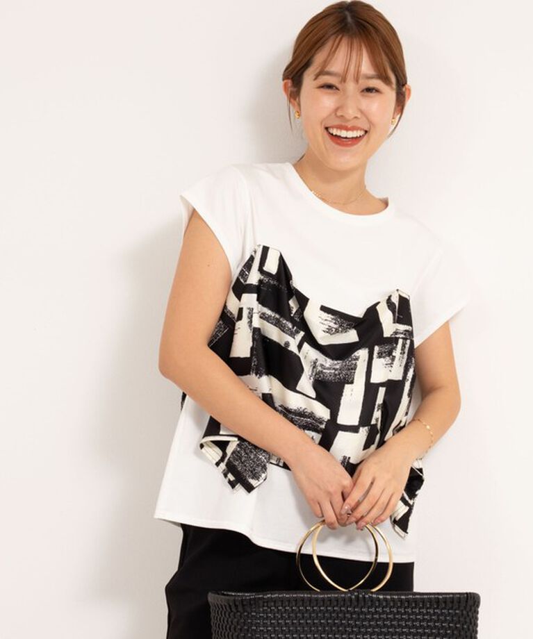 NOLLEY'S「スカーフ柄ビスチェ付き風Tシャツ」|Tシャツ・カットソー|