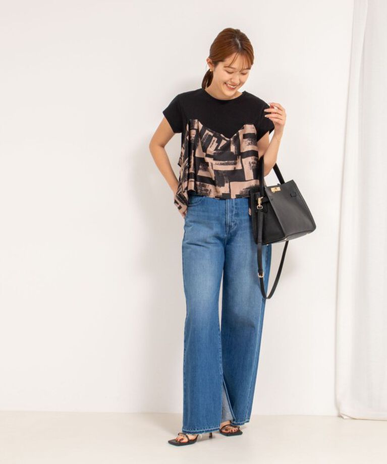 NOLLEY'S「スカーフ柄ビスチェ付き風Tシャツ」|Tシャツ・カットソー|