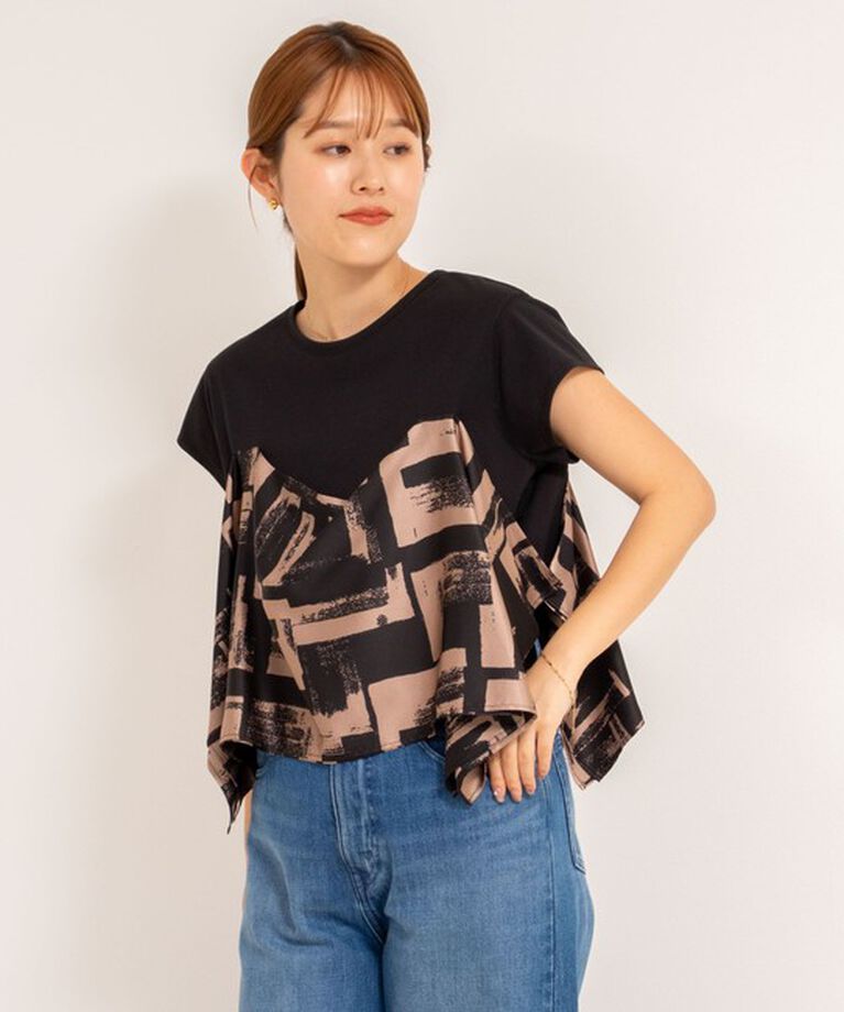 NOLLEY'S「スカーフ柄ビスチェ付き風Tシャツ」|Tシャツ・カットソー|