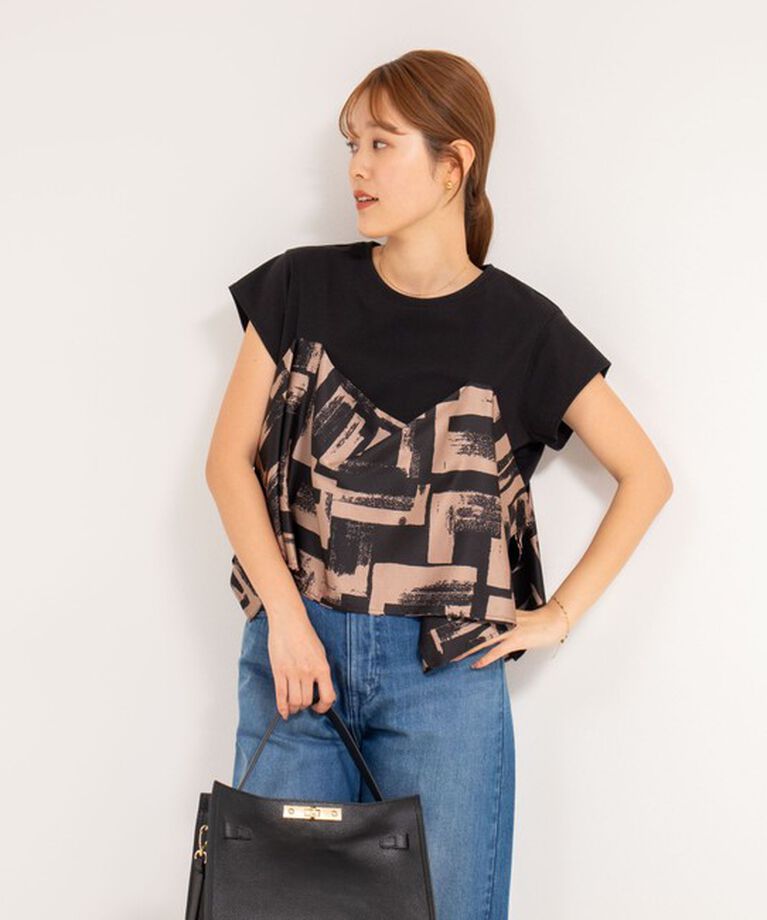 NOLLEY'S「スカーフ柄ビスチェ付き風Tシャツ」|Tシャツ・カットソー|