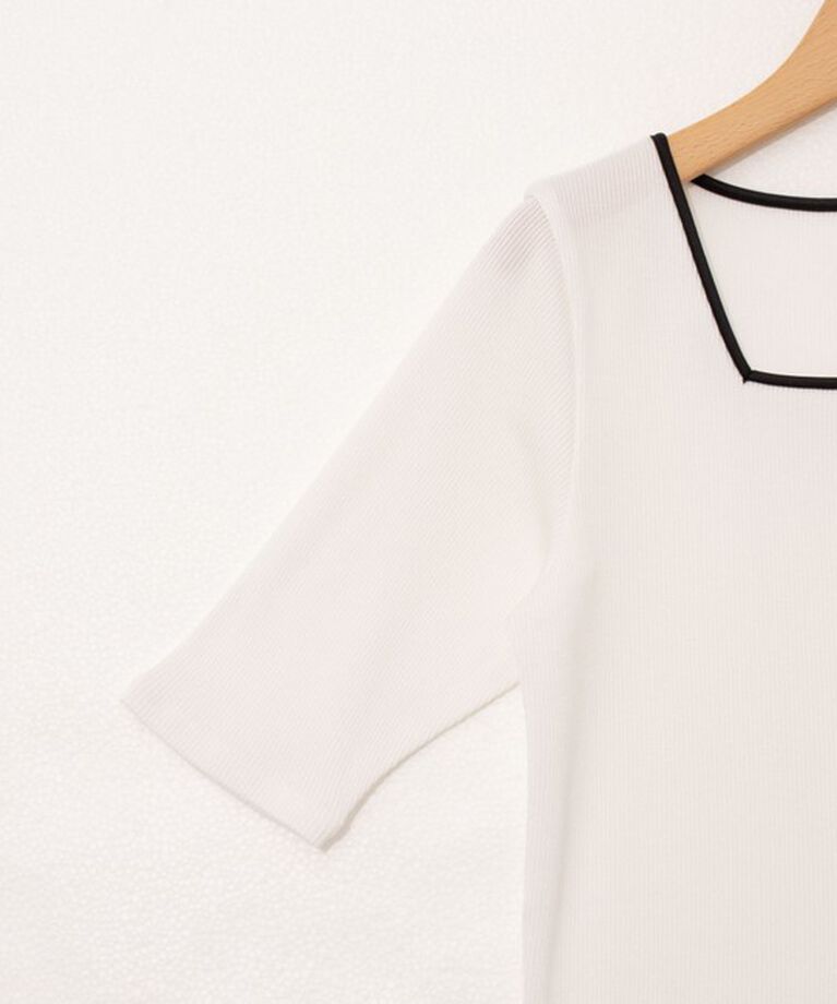 NOLLEY'S「《手洗い可能》五分袖スクエアテレコプルオーバーカットソー」|Tシャツ・カットソー|