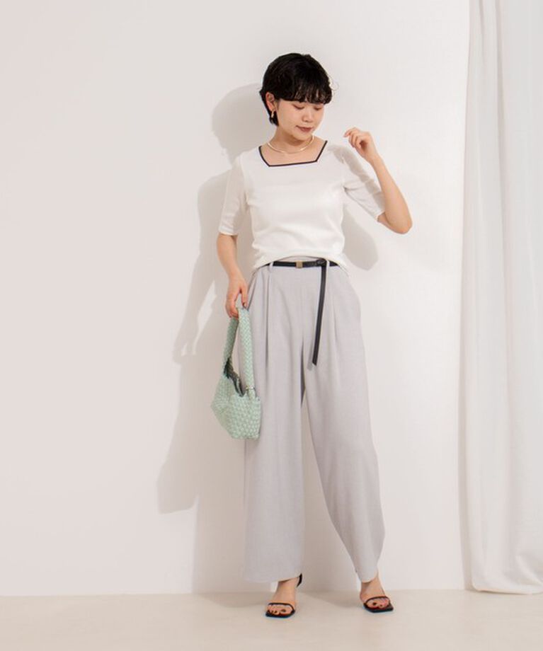 NOLLEY'S「《手洗い可能》五分袖スクエアテレコプルオーバーカットソー」|Tシャツ・カットソー|