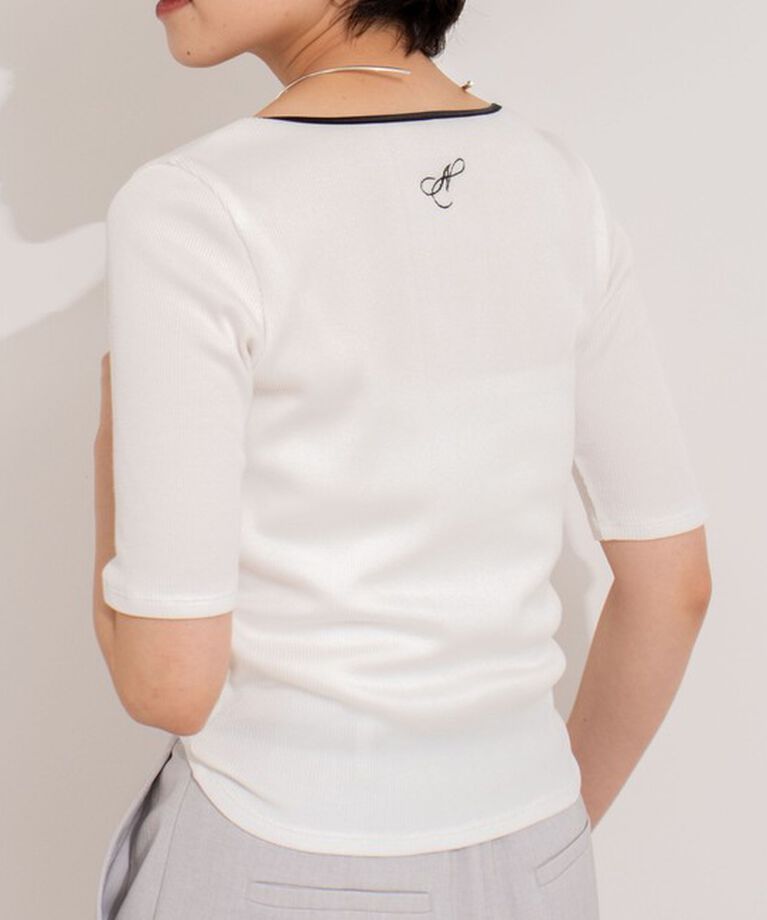 NOLLEY'S「《手洗い可能》五分袖スクエアテレコプルオーバーカットソー」|Tシャツ・カットソー|