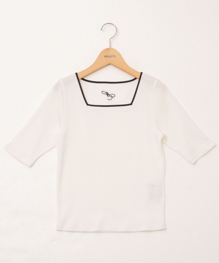 NOLLEY'S「《手洗い可能》五分袖スクエアテレコプルオーバーカットソー」|Tシャツ・カットソー|