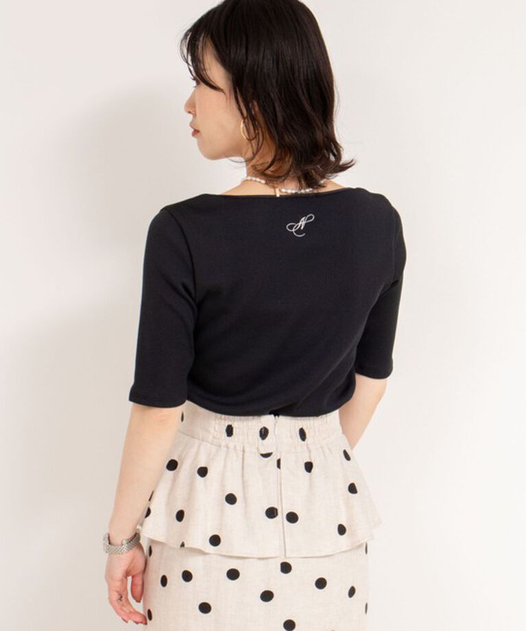 NOLLEY'S「《手洗い可能》五分袖スクエアテレコプルオーバーカットソー」|Tシャツ・カットソー|