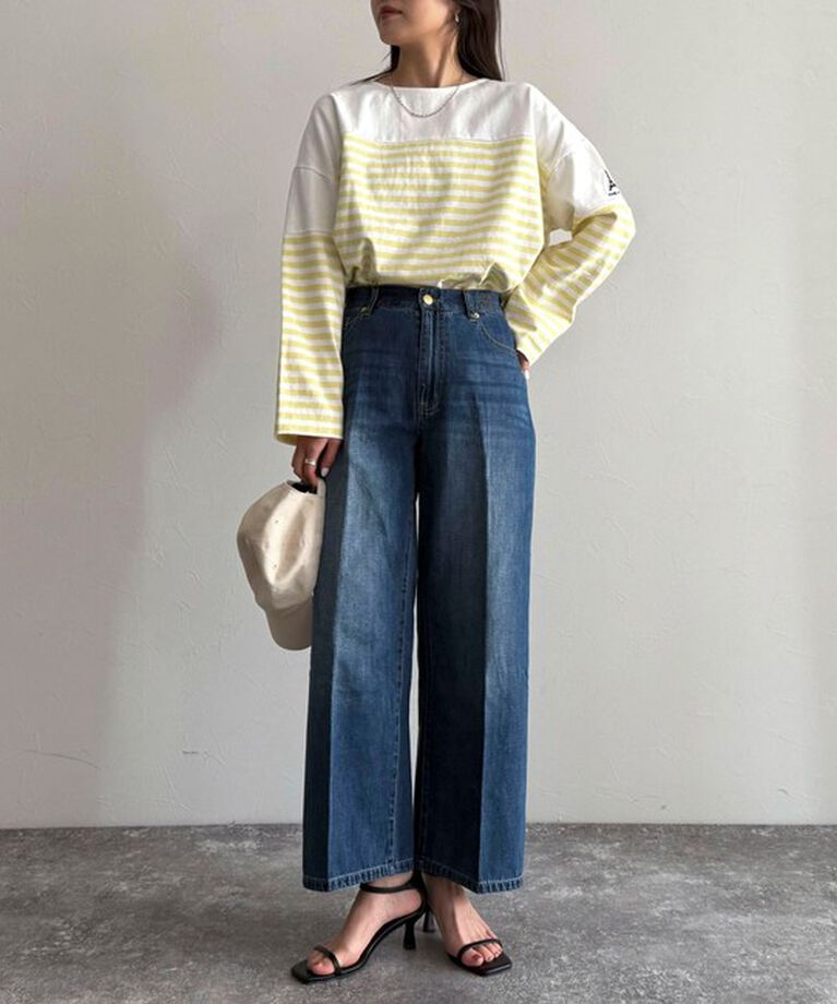 fredy emue「パネルボーダー刺繍プルオーバーカットソー」|Tシャツ・カットソー|