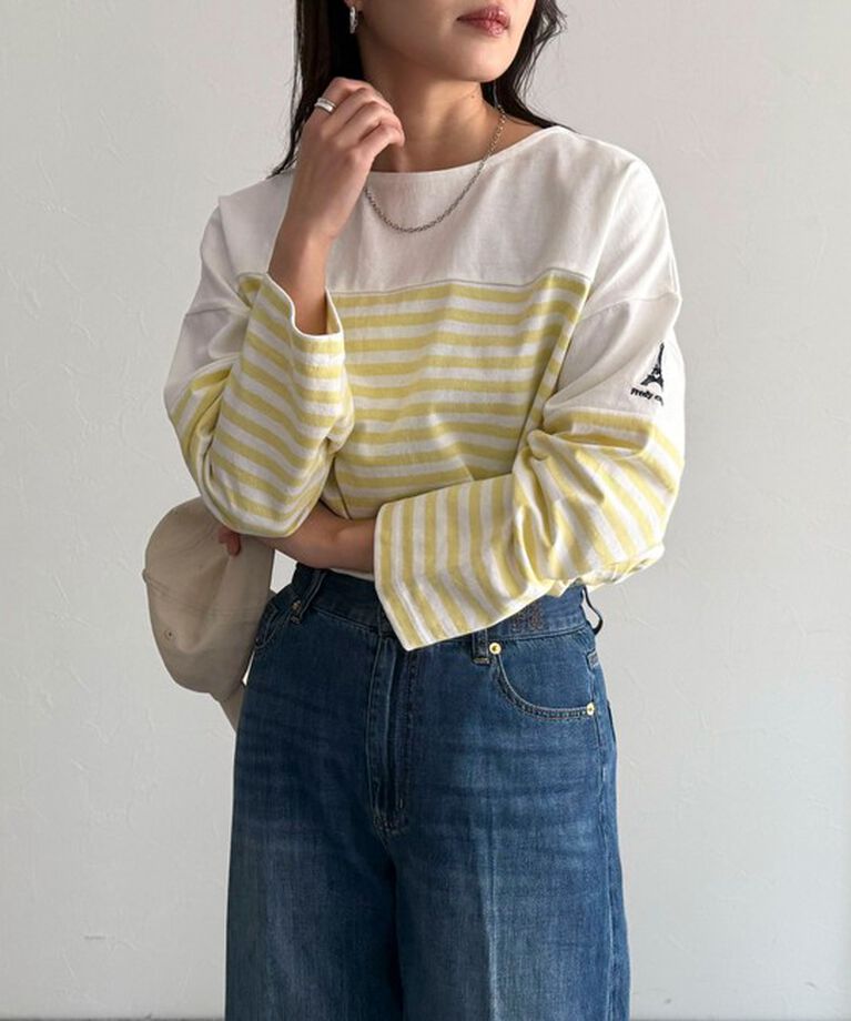 fredy emue「パネルボーダー刺繍プルオーバーカットソー」|Tシャツ・カットソー|