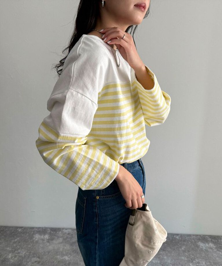 fredy emue「パネルボーダー刺繍プルオーバーカットソー」|Tシャツ・カットソー|