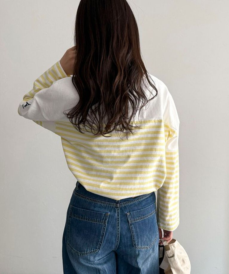 fredy emue「パネルボーダー刺繍プルオーバーカットソー」|Tシャツ・カットソー|