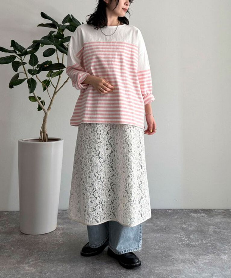 fredy emue「パネルボーダー刺繍プルオーバーカットソー」|Tシャツ・カットソー|