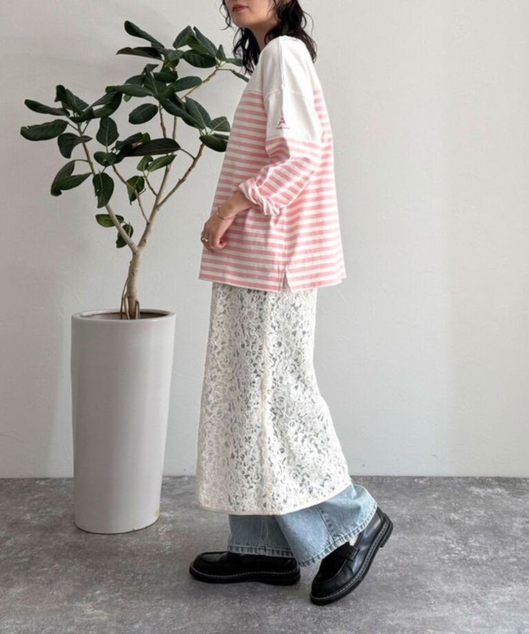 fredy emue「パネルボーダー刺繍プルオーバーカットソー」|Tシャツ・カットソー|