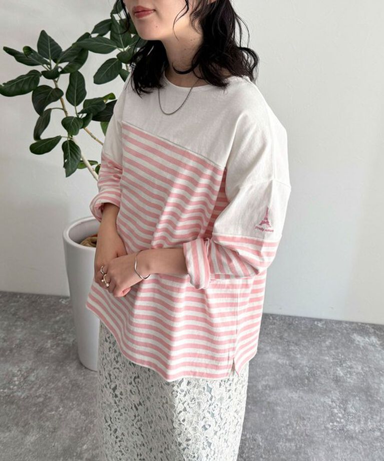 fredy emue「パネルボーダー刺繍プルオーバーカットソー」|Tシャツ・カットソー|