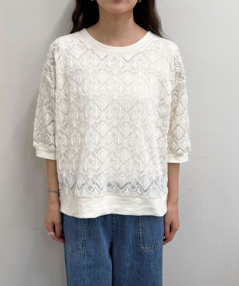 fredy emue「ストレッチレースプルオーバー」|Tシャツ・カットソー|