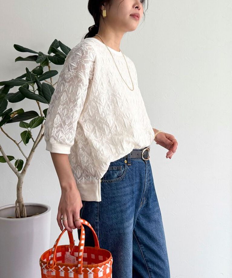 fredy emue「ストレッチレースプルオーバー」|Tシャツ・カットソー|