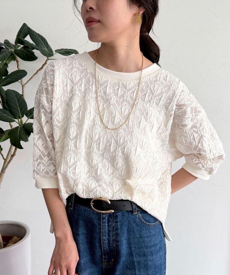 fredy emue「ストレッチレースプルオーバー」|Tシャツ・カットソー|