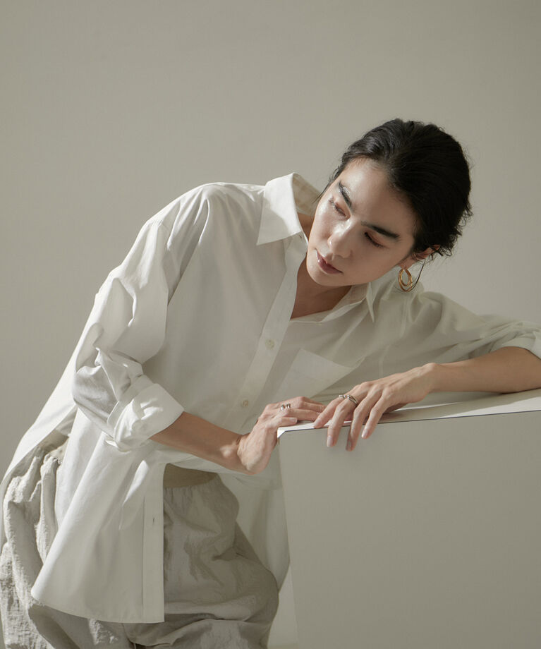 SALON adam et rope'「【雑誌掲載】コットンオーバーシャツ　無地/ストライプ」|シャツ・ブラウス|