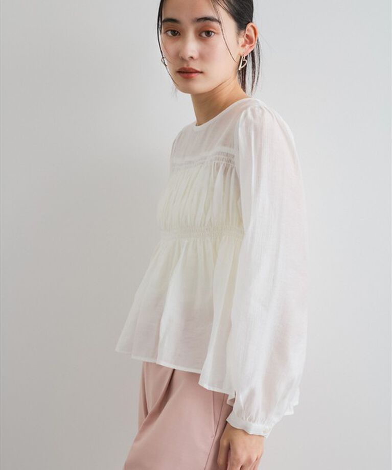 VIS「【洗える】シャーリングブラウス」|シャツ・ブラウス|