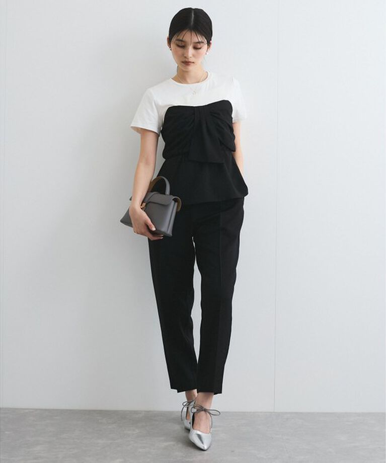 VIS「【新色追加】【美easy】ねじりリボンTシャツドッキングプルオーバー【接触冷感/洗える】」|Tシャツ・カットソー|