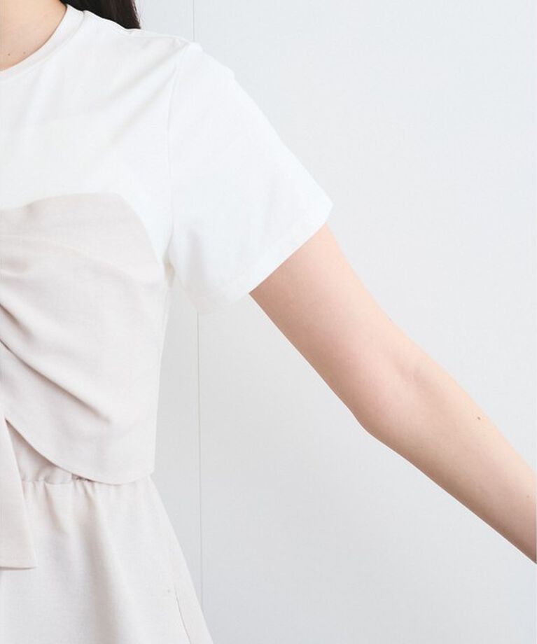 VIS「【新色追加】【美easy】ねじりリボンTシャツドッキングプルオーバー【接触冷感/洗える】」|Tシャツ・カットソー|