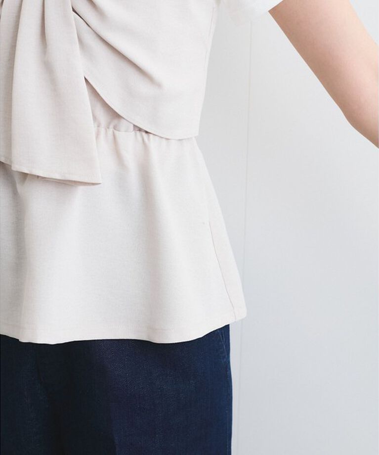 VIS「【新色追加】【美easy】ねじりリボンTシャツドッキングプルオーバー【接触冷感/洗える】」|Tシャツ・カットソー|