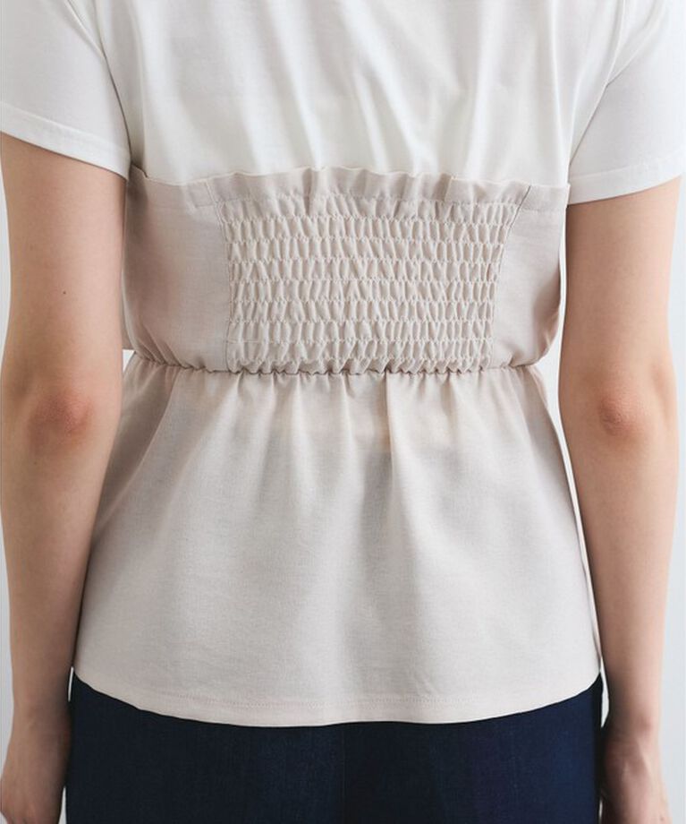 VIS「【新色追加】【美easy】ねじりリボンTシャツドッキングプルオーバー【接触冷感/洗える】」|Tシャツ・カットソー|