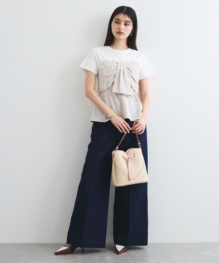 VIS「【新色追加】【美easy】ねじりリボンTシャツドッキングプルオーバー【接触冷感/洗える】」|Tシャツ・カットソー|