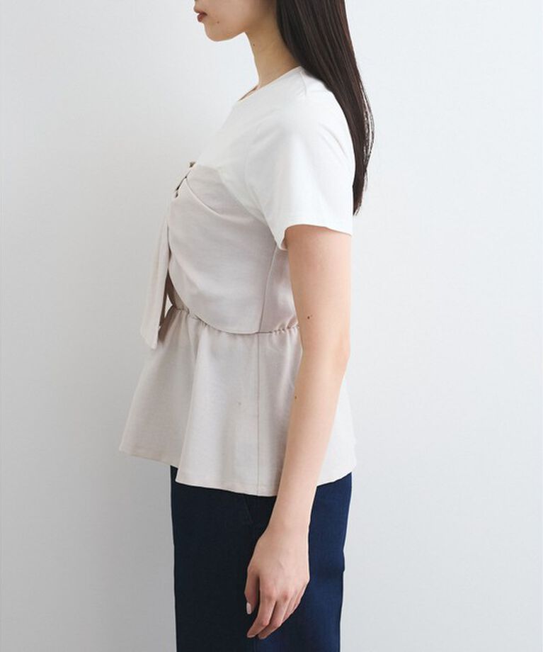 VIS「【新色追加】【美easy】ねじりリボンTシャツドッキングプルオーバー【接触冷感/洗える】」|Tシャツ・カットソー|