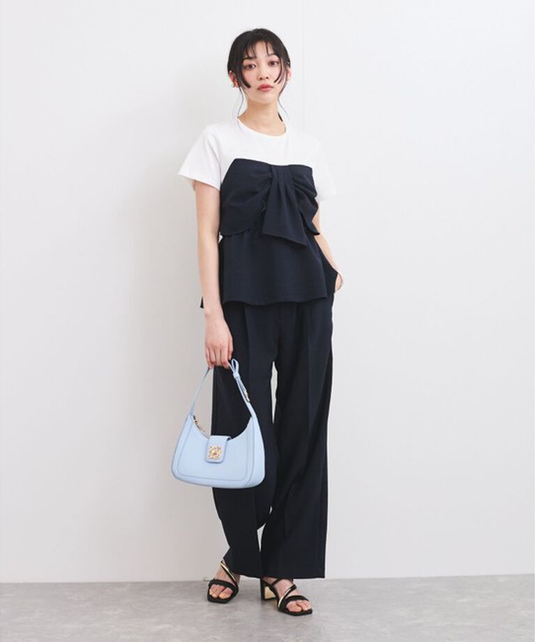 VIS「【新色追加】【美easy】ねじりリボンTシャツドッキングプルオーバー【接触冷感/洗える】」|Tシャツ・カットソー|