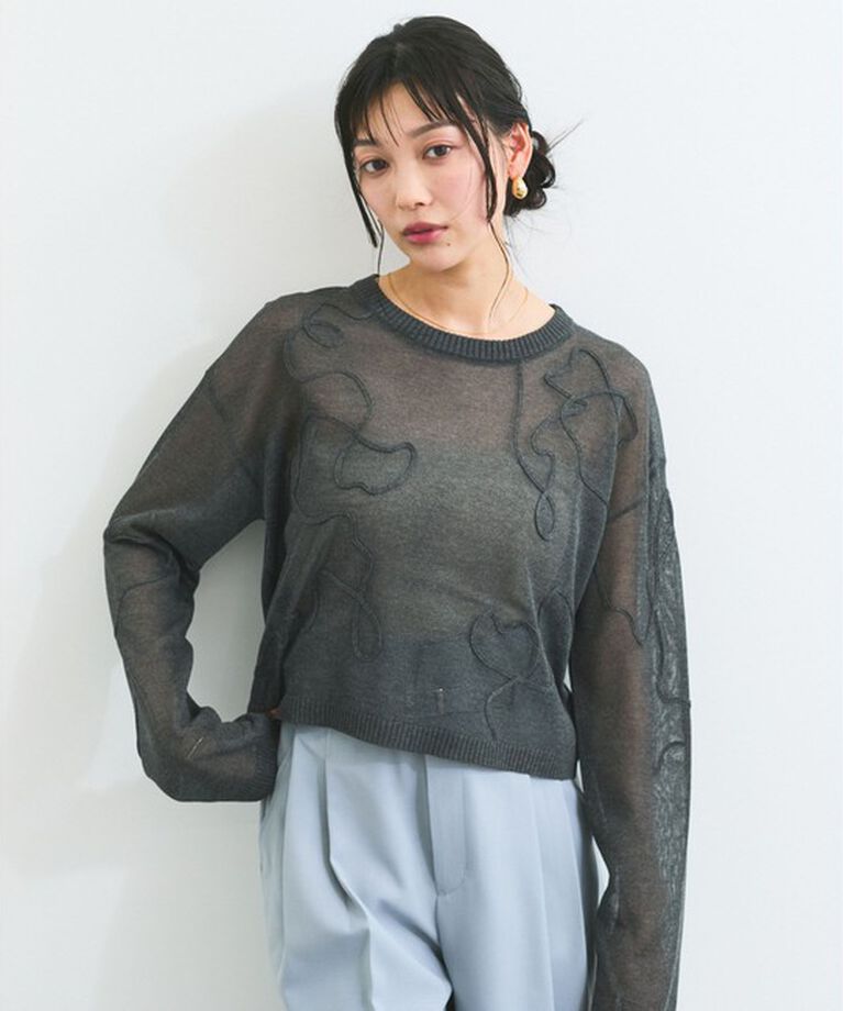 VIS「コード刺繍シアーニット」|ニット・セーター|