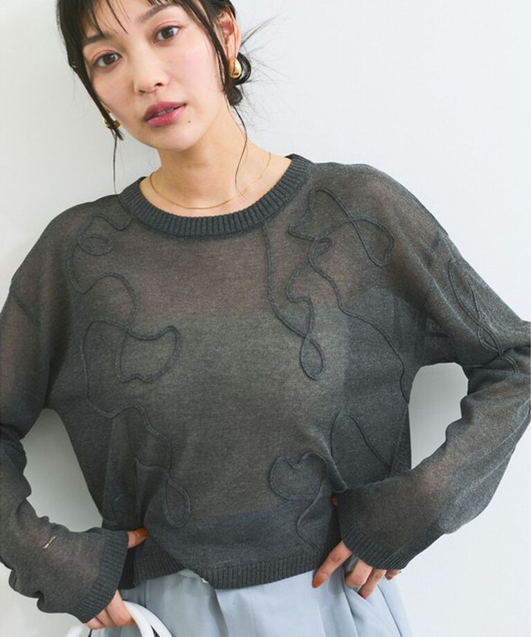 VIS「コード刺繍シアーニット」|ニット・セーター|