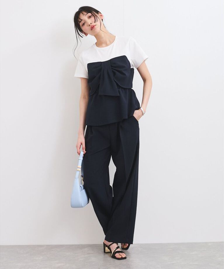 VIS「【新色追加】【美easy】リネンライクワンタックワイドスラックスパンツ【接触冷感/洗える】」|スラックス|