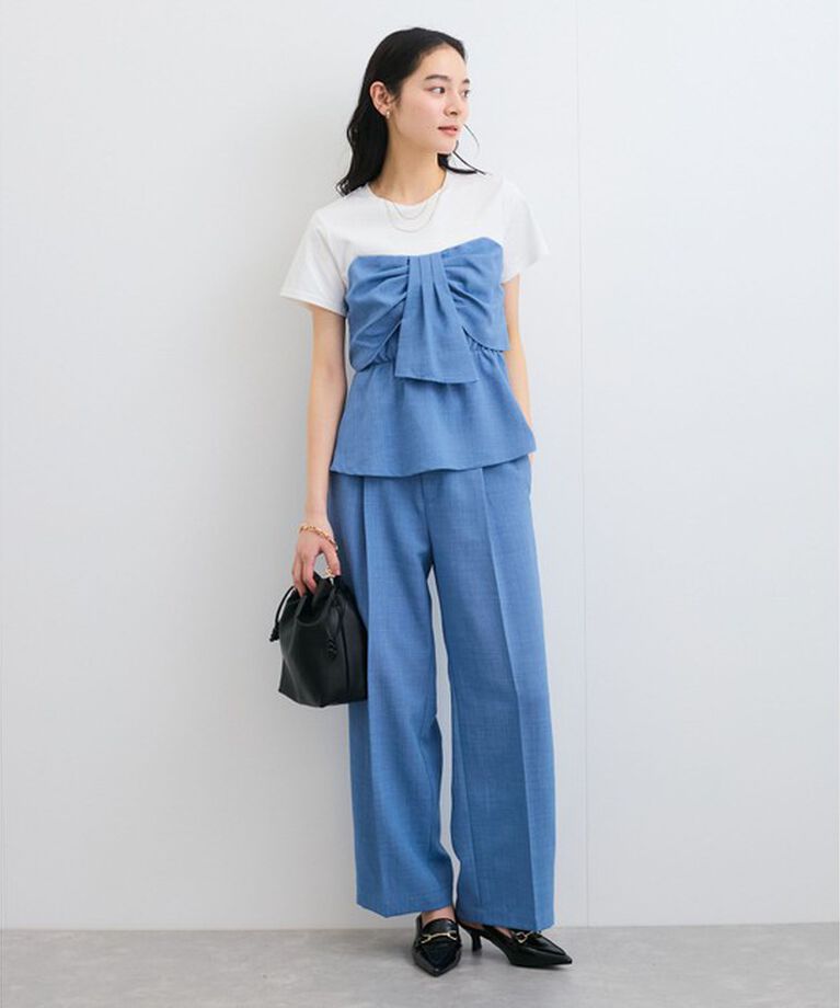 VIS「【新色追加】【美easy】リネンライクワンタックワイドスラックスパンツ【接触冷感/洗える】」|スラックス|
