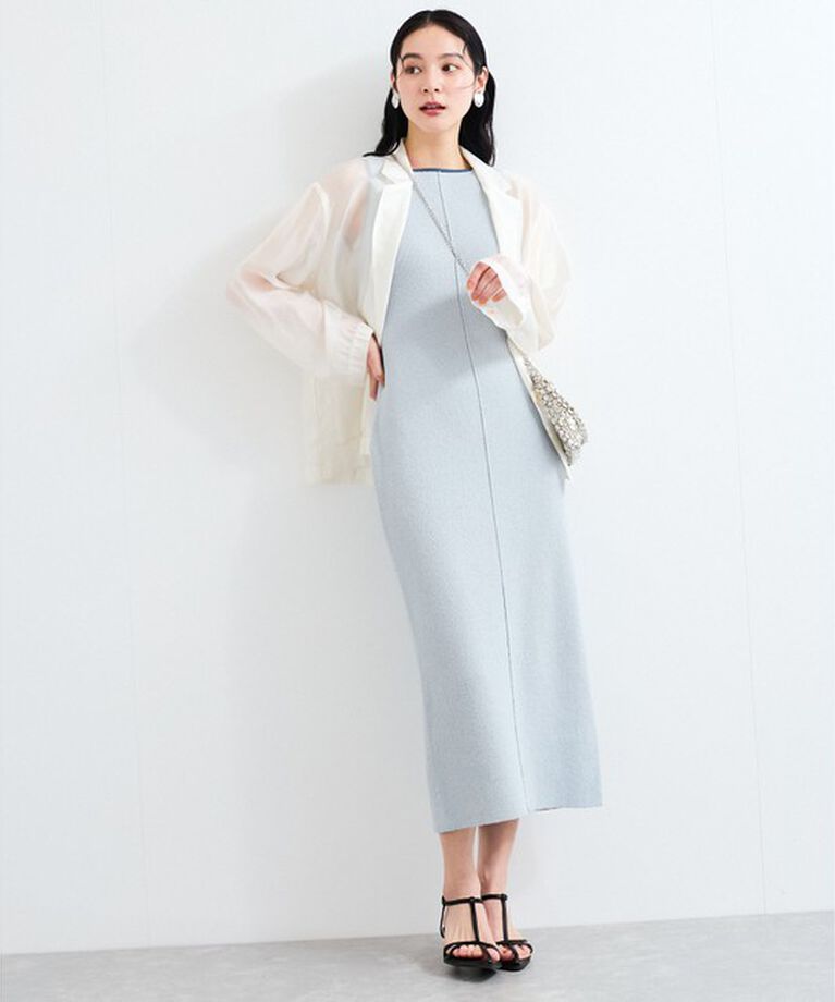 VIS「配色ニットタンクワンピース」|ワンピース|サックス(48)