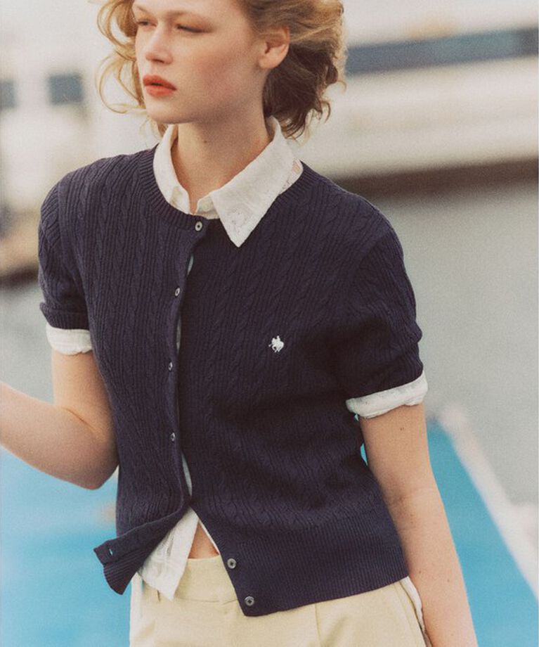 VIS「【POLO BCS】VIS別注ハーフスリーブミニケーブルカーディガン」|カーディガン|ネイビー(40)