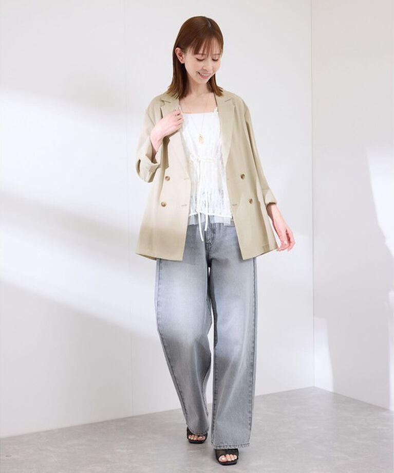 Rope’Picnic「【接触冷感・UVカット・吸水速乾】麻調シアー長袖テーラードジャケット/セットアップ対応」|テーラードジャケット|