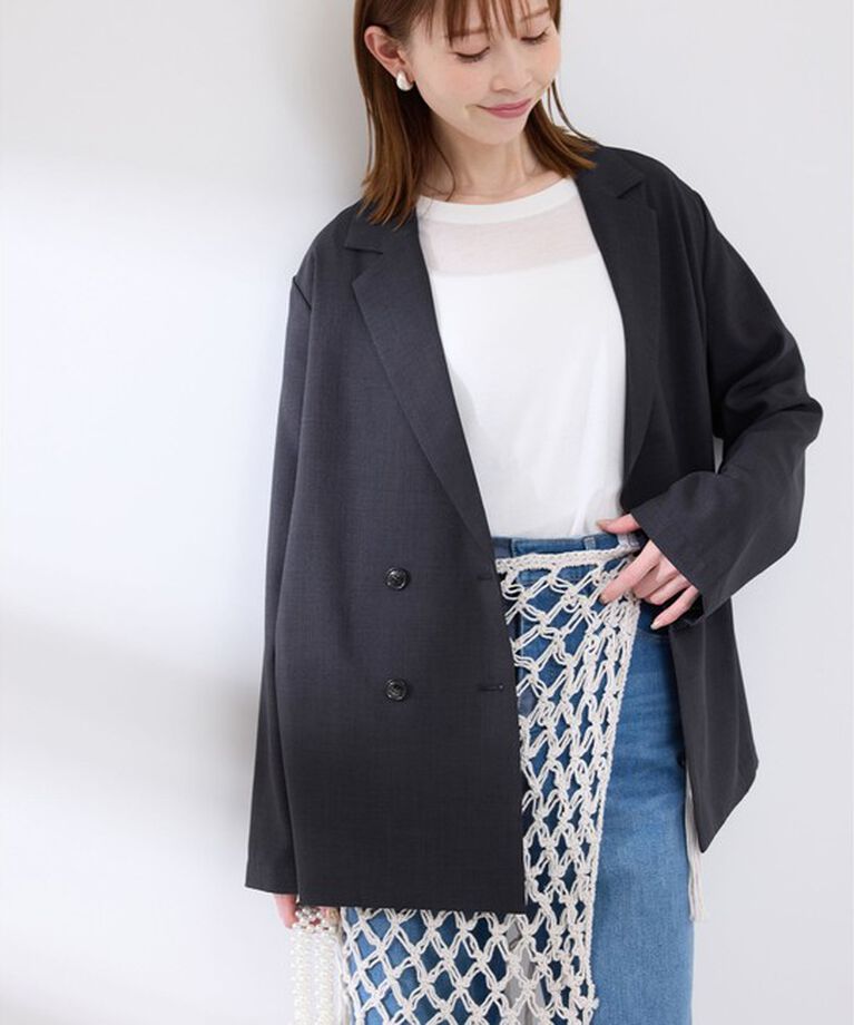 Rope’Picnic「【接触冷感・UVカット・吸水速乾】麻調シアー長袖テーラードジャケット/セットアップ対応」|テーラードジャケット|