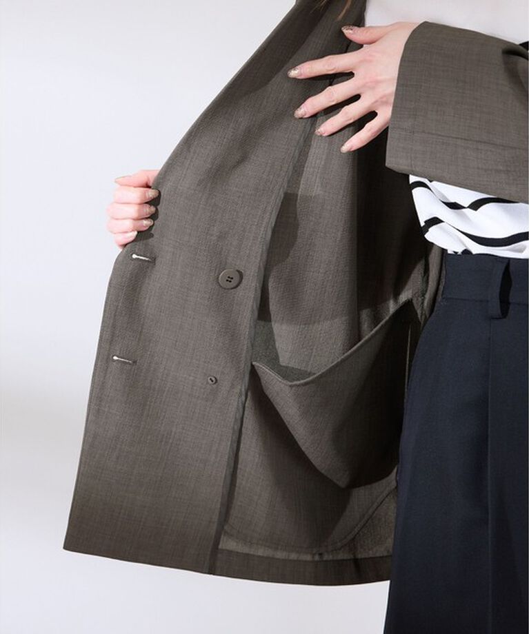 Rope’Picnic「【接触冷感・UVカット・吸水速乾】麻調シアー長袖テーラードジャケット/セットアップ対応」|テーラードジャケット|