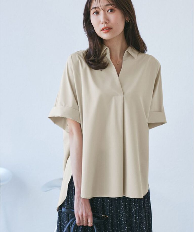 Rope’Picnic「【UVカット・接触冷感・イージーケア】スキッパーシャツブラウス」|シャツ・ブラウス|