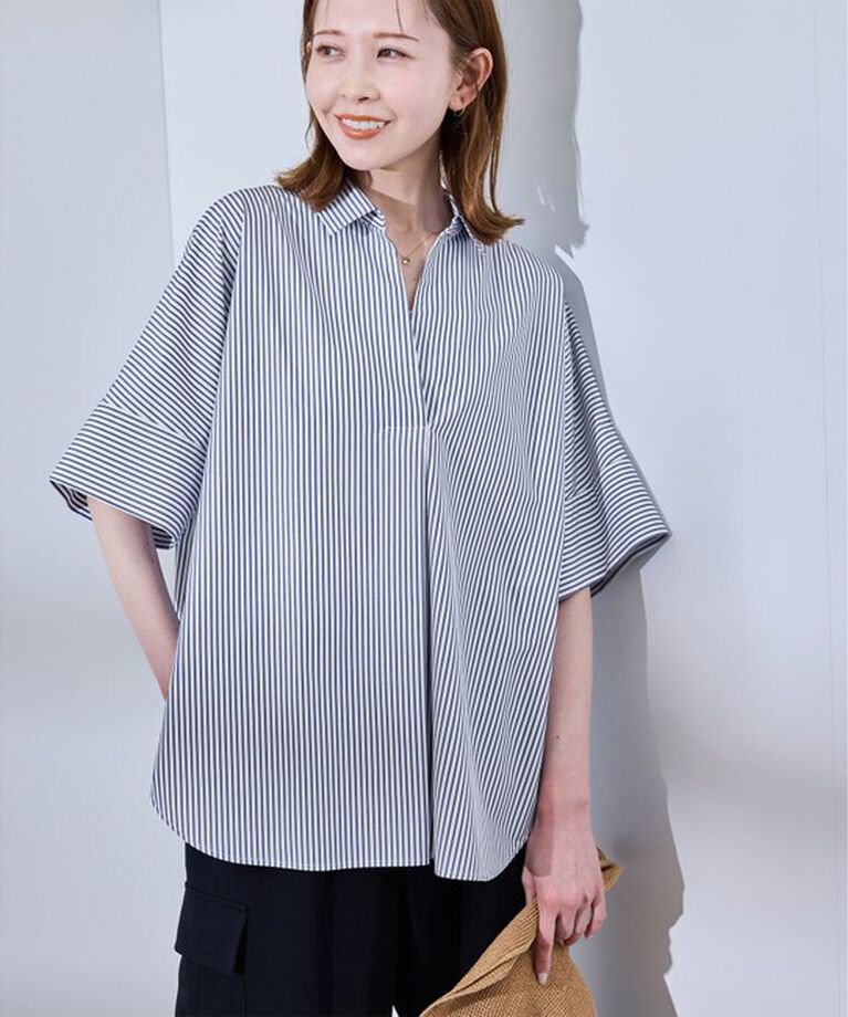Rope’Picnic「【UVカット・接触冷感・イージーケア】スキッパーシャツブラウス」|シャツ・ブラウス|