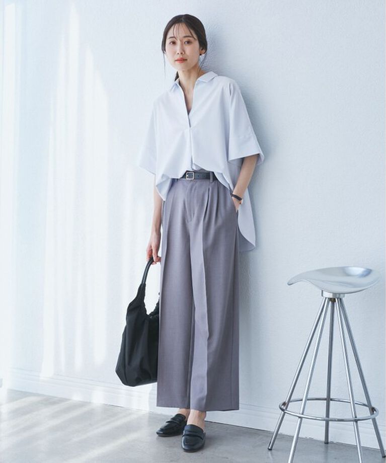 Rope’Picnic「【UVカット・接触冷感・イージーケア】スキッパーシャツブラウス」|シャツ・ブラウス|