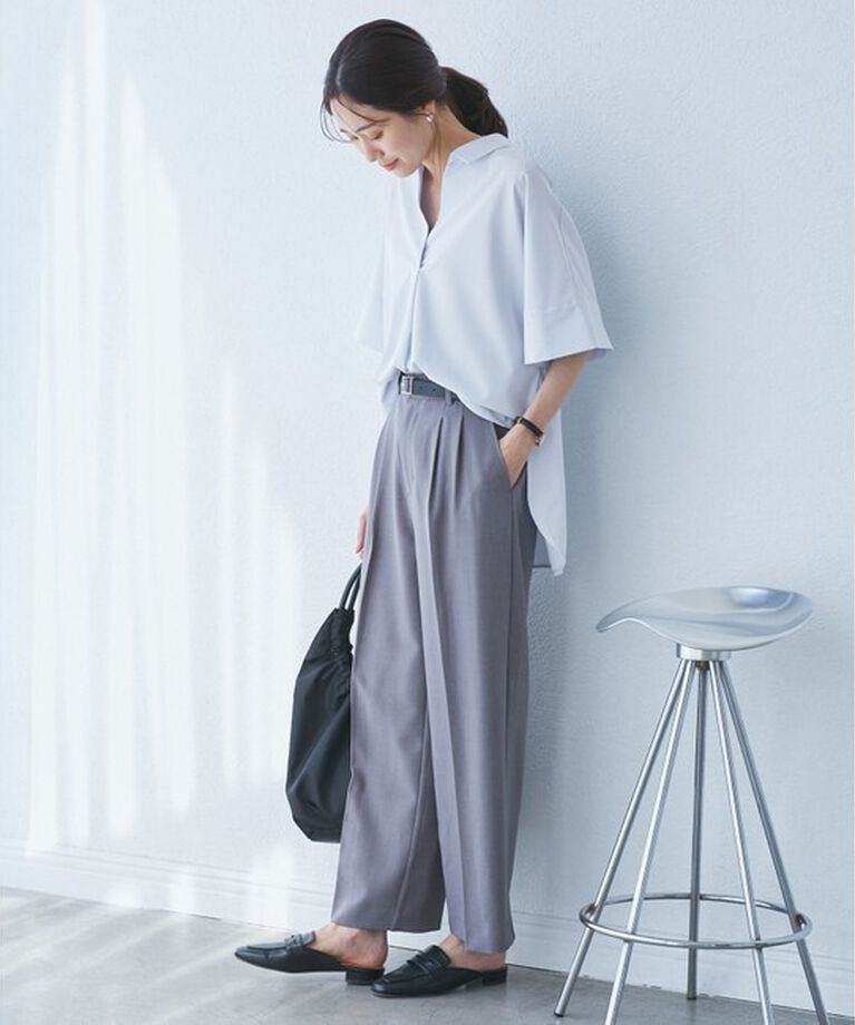 Rope’Picnic「【UVカット・接触冷感・イージーケア】スキッパーシャツブラウス」|シャツ・ブラウス|