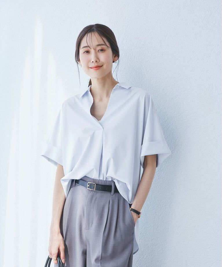 Rope’Picnic「【UVカット・接触冷感・イージーケア】スキッパーシャツブラウス」|シャツ・ブラウス|
