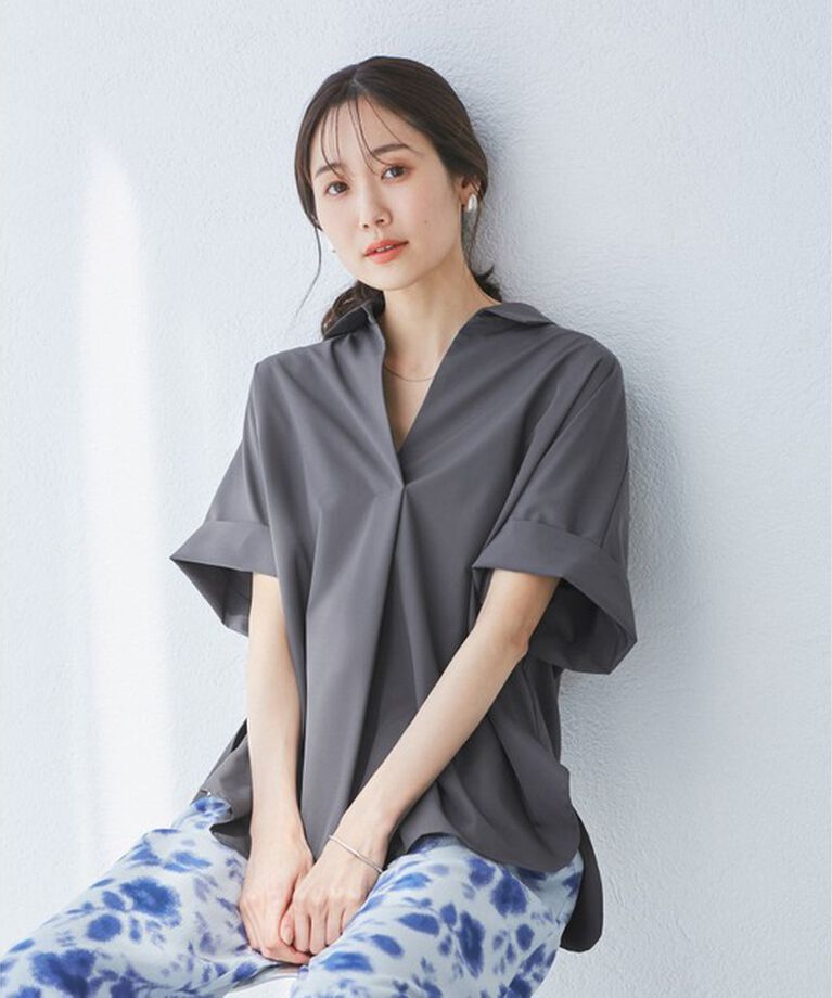 Rope’Picnic「【UVカット・接触冷感・イージーケア】スキッパーシャツブラウス」|シャツ・ブラウス|