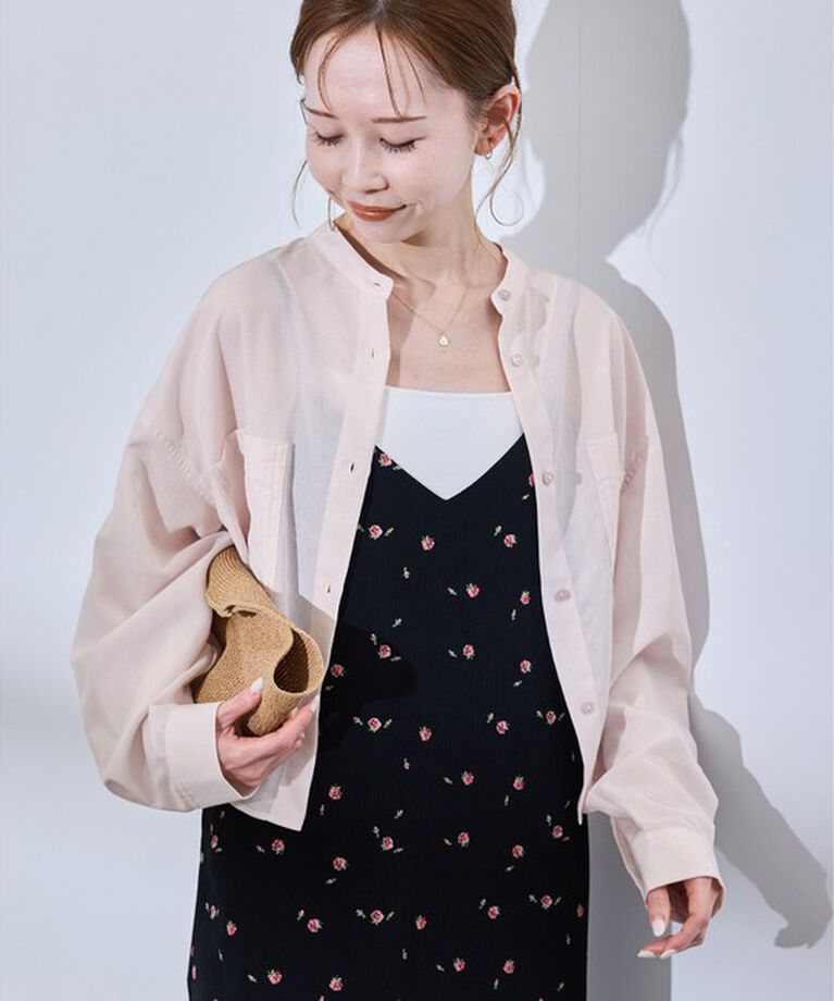 Rope’Picnic「着丈が選べるバンドカラー無地シアーシャツ」|シャツ・ブラウス|
