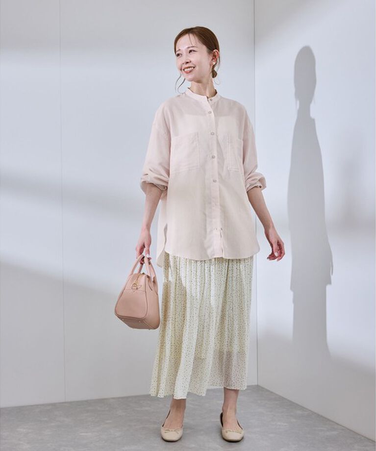 Rope’Picnic「着丈が選べるバンドカラー無地シアーシャツ」|シャツ・ブラウス|